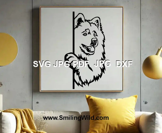 Peeking Samoyed SVG file - corner clipart for cricut crafting, DIY dog-themed decals, phone cases, posters and pet gift engraving