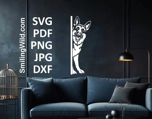 Cute white German Shepherd PNG clipart for custom pet wall decals