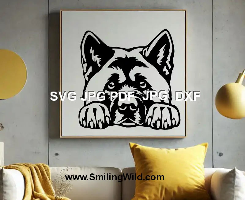 Cute American Akita PNG file with transparent background for pet-themed decals and gifts