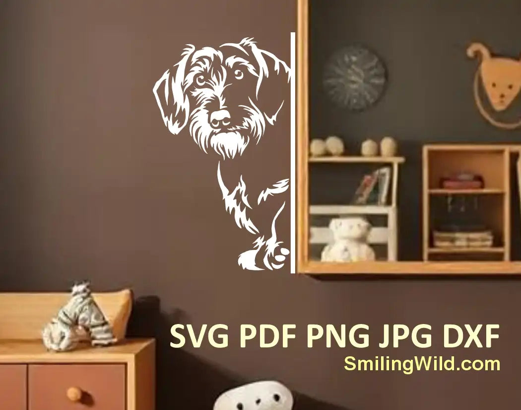 Dachshund black & white clipart – Peeking dog head SVG for DIY pet decor and decals