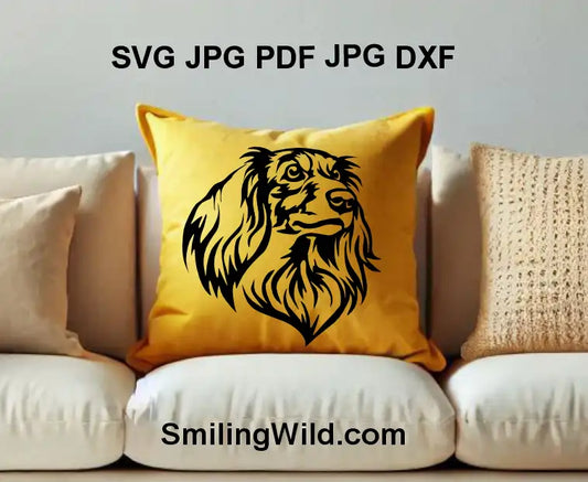 Long Haired Dachshund PNG clipart – detailed dog head for Cricut pet projects and custom signs