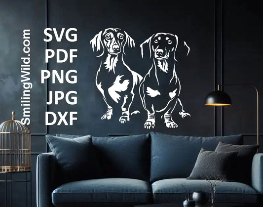 Dachshund pair white vector PNG for pet-themed Cricut projects and vinyl decals