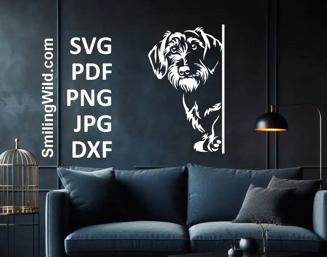 peeking dachsund svg and dxf vecor graphic clipart wall design