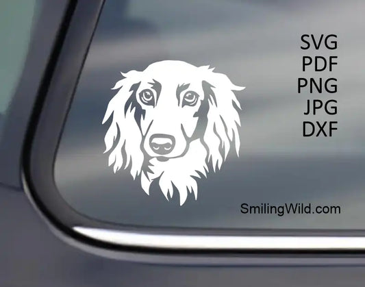 longhaired dahsund in white color in SVG forcutting use on ciruct and laser