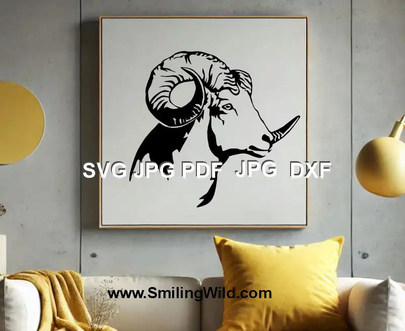Nature-themed Dall Sheep design printed from SVG file – animal head clipart for Cricut heat press or Silhouette crafts