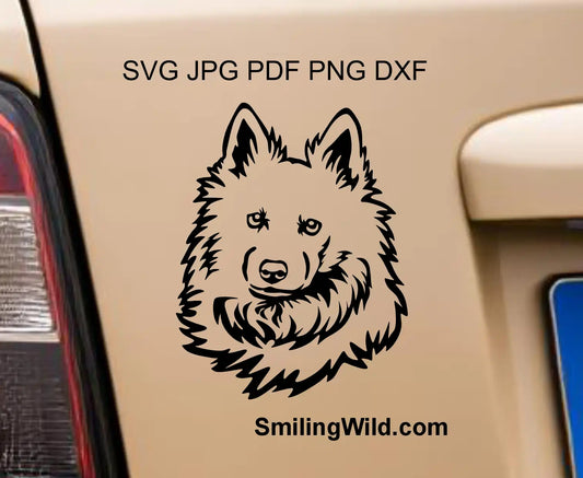 Danish spitz png, dxf clipart image for cutting on cricut and laser shown as a car sticker