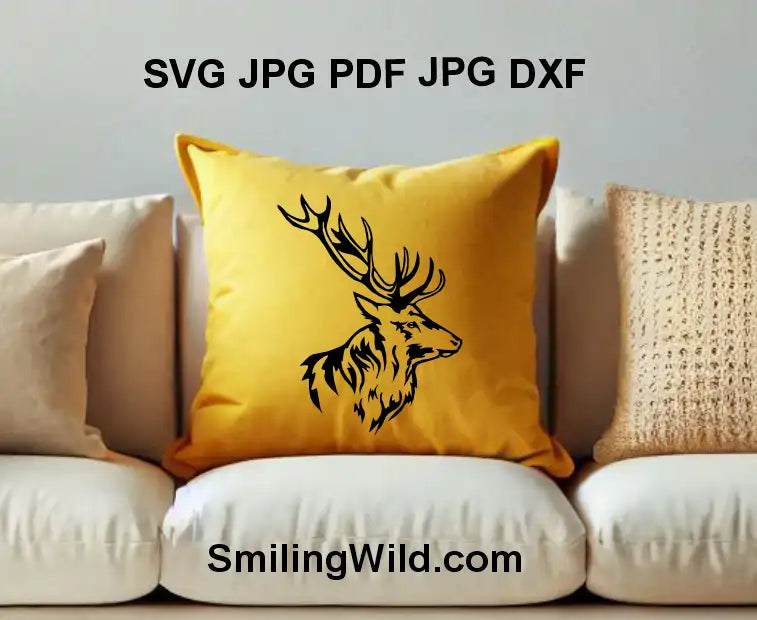 Deer Stag side view DXF deer engraving file for Cricut crafts and décor