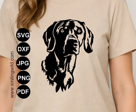 Detailed weimaraner dog frontal portrait png clipart template with transparent background for light surfaces