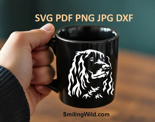 White Deutscher Wachtelhund PNG face clipart for Cricut crafts