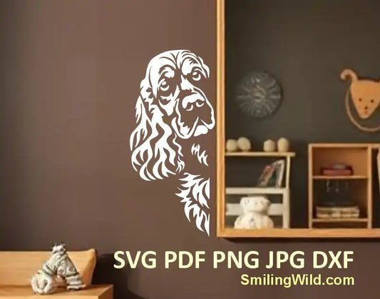 Peeking Cocker Spaniel corner dog design in SVG format for Cricut crafts and laser cutting projects