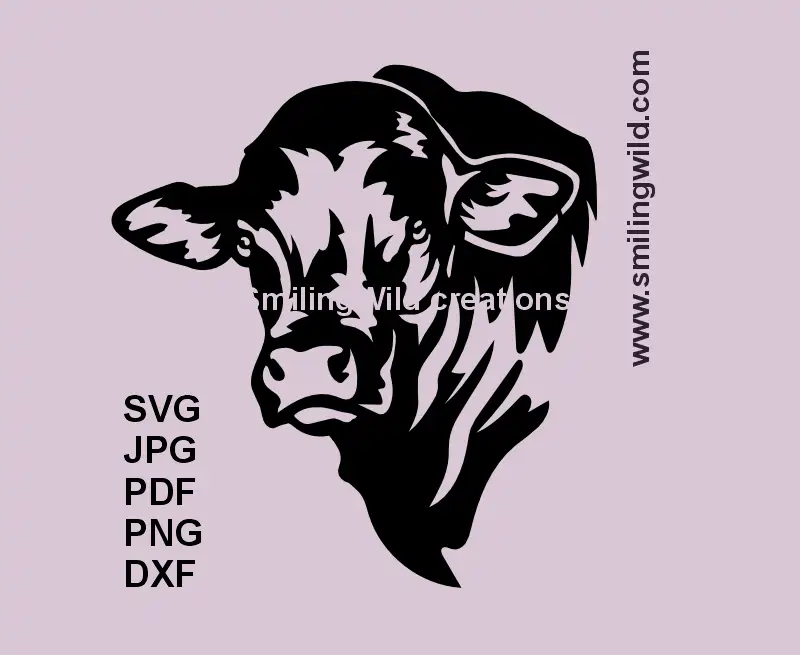 Droughtmaster Bull SVG, DXF, PNG black clipart, head realistic for Cricut, laser cutting, beef cattle crafts