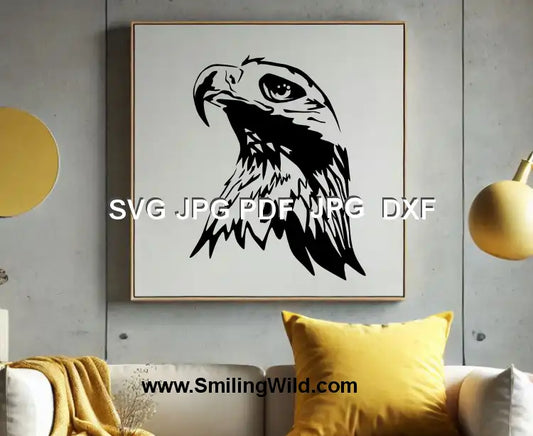 Wild bird of prey PNG – Golden Eagle head clipart for DIY rustic signage, vinyl decals, and laser cutting