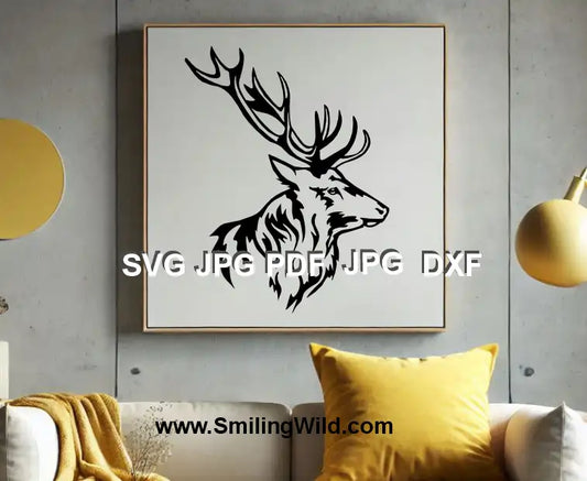 Deer profile head PNG for wildlife clipart and hunting-themed laser signs