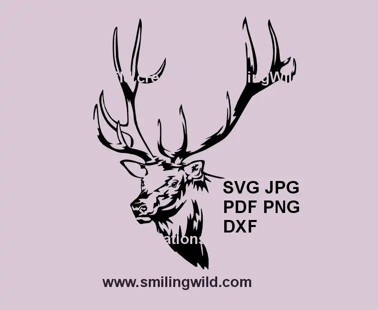 Elk head SVG Wapiti antler clipart for laser cutting and Cricut crafts