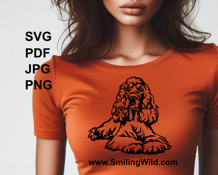 english cocker spaniel vector graphic art decal on a womans clothing