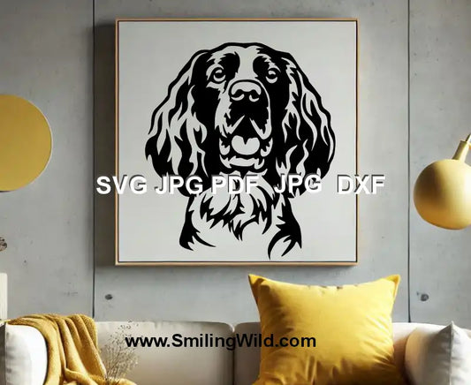 DXF file of Springer Spaniel head clipart for cutting machines like Glowforge and Silhouette