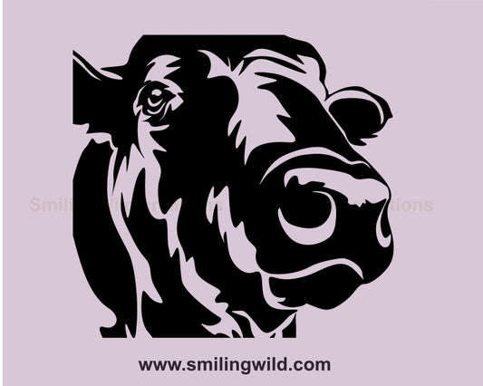 Close up portrit of Farm animal Black Angus bull head clipart SVG for cuttable vector crafts