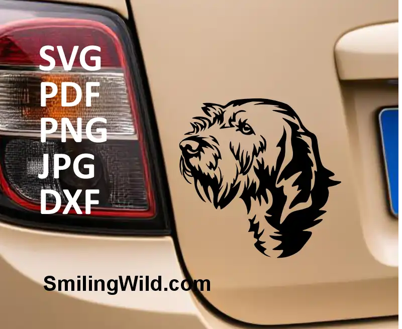 A sample image with Cuttable dog head vector drawing of Basset Fauve de Bretagne – SVG PNG DXF for engraving and paper cutting machines