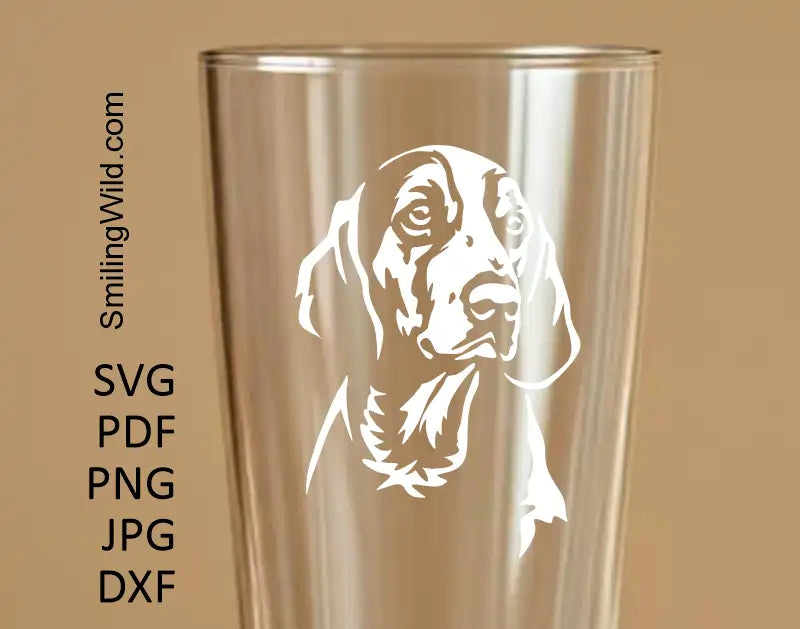 Finnish Hound Dog SVG, PNG, DXF white clipart, hunting portrait mockup for glass etching, Cricut, laser cutting, pastoral canine crafts