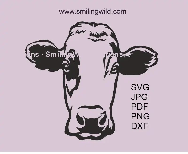 Fleckvieh cow SVG PNG DXF black cattle clipart for Cricut and laser cut crafts