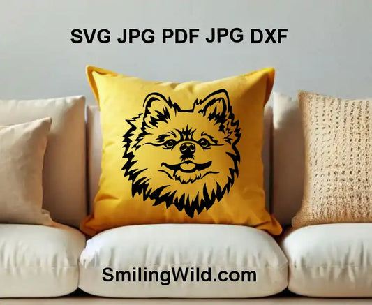PNG clipart of fluffy Pomeranian dog with smiling face – great for crafts and engraving