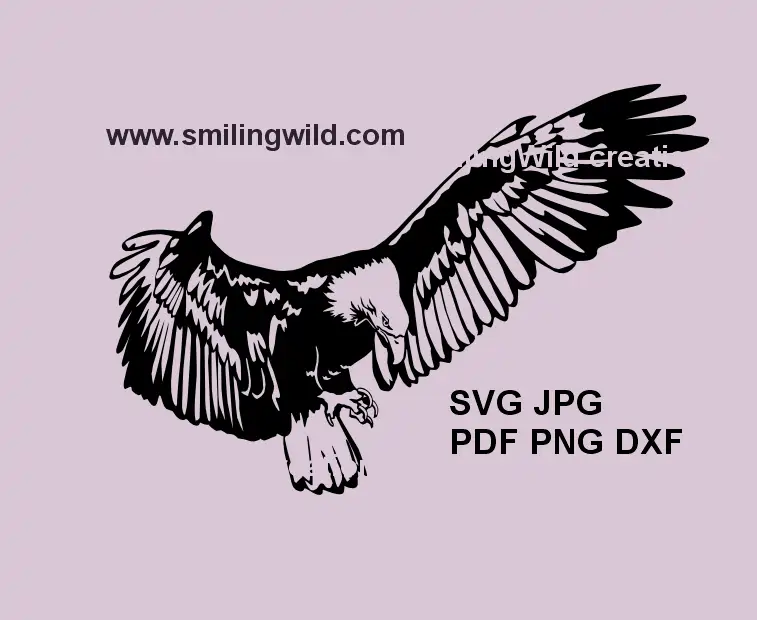 Flying Bald Eagle SVG vector clipart design for Cricut and laser projects