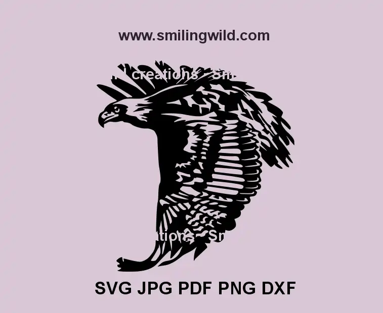 Soaring Golden Eagle SVG vector design in flight – perfect for Cricut, laser engraving, and wildlife-inspired home décor
