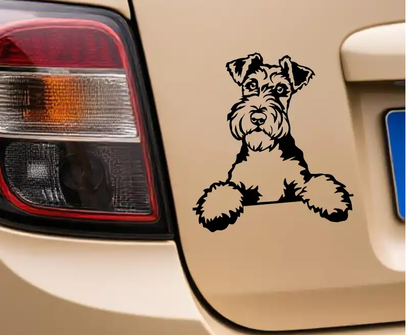 Fox Terrier Dog SVG, PNG black clipart, peeking curious pose mockup for car window decal, Cricut, laser cutting, canine decor