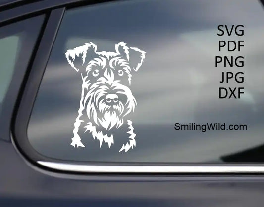 example image of car sticker made of a of Fox Terrier white dog vector graphic clipart SVG – suitable for dark surfaces and engraving