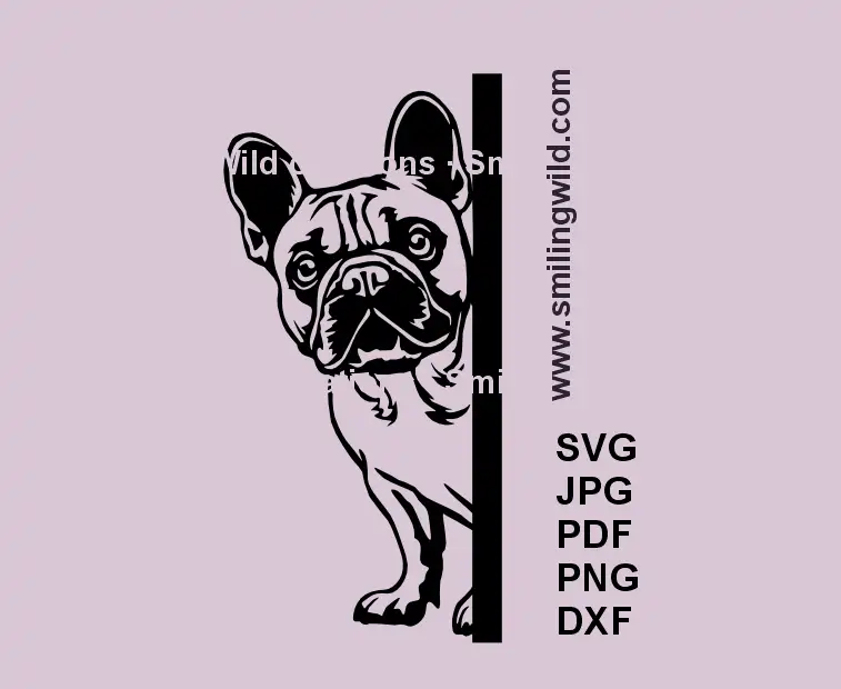 Peeking French Bulldog SVG vector for Cricut and engraving