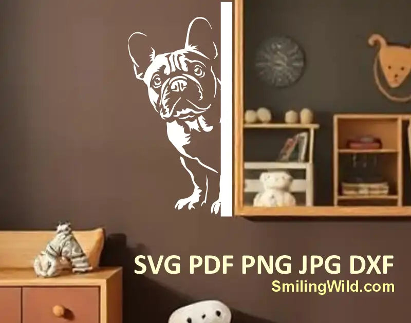 peeking french bulldog digital download graphic design in svg corner clipart for cricut, laser cutting on glowforge, x tool and more cutting & printing devices