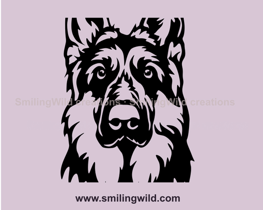 frontal german shepherd svg close up portrait