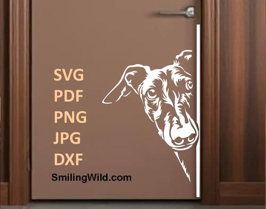 Peeking Galgo vector graphic – DXF and PNG file for home decor and decals