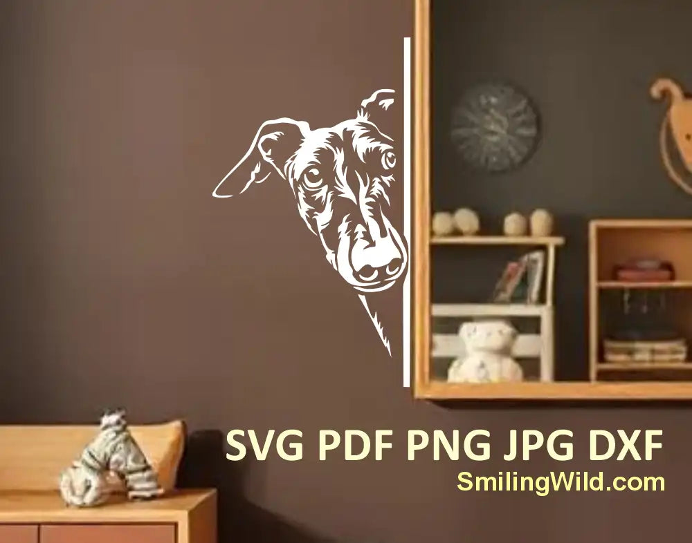 Minimalist Galgo dog clipart – modern sighthound wall design in SVG, PNG & DXF formats