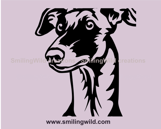 galgo svg cuttable face in close up position