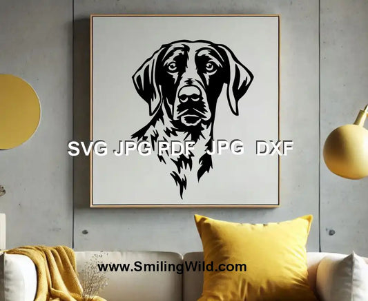Laser-cut DXF file – Detailed German Shorthaired Pointer vector for Glowforge engraving and signs