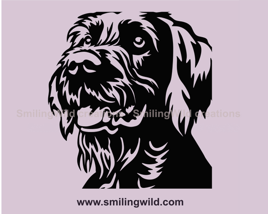 german wirehaired pointer design in black color - close up portrait