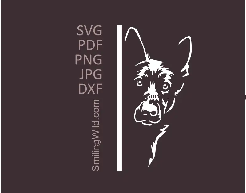 German Shepherd dog cut file SVG PNG DXF vector graphic design for dark material crafts - part of Black & white dog collection