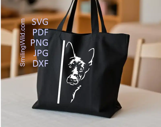 White German Shepherd dog cut file vector graphic design for dark material crafts