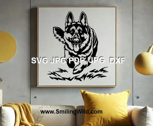 DXF vector of a German Shepherd running for Glowforge laser engraving and wood signs