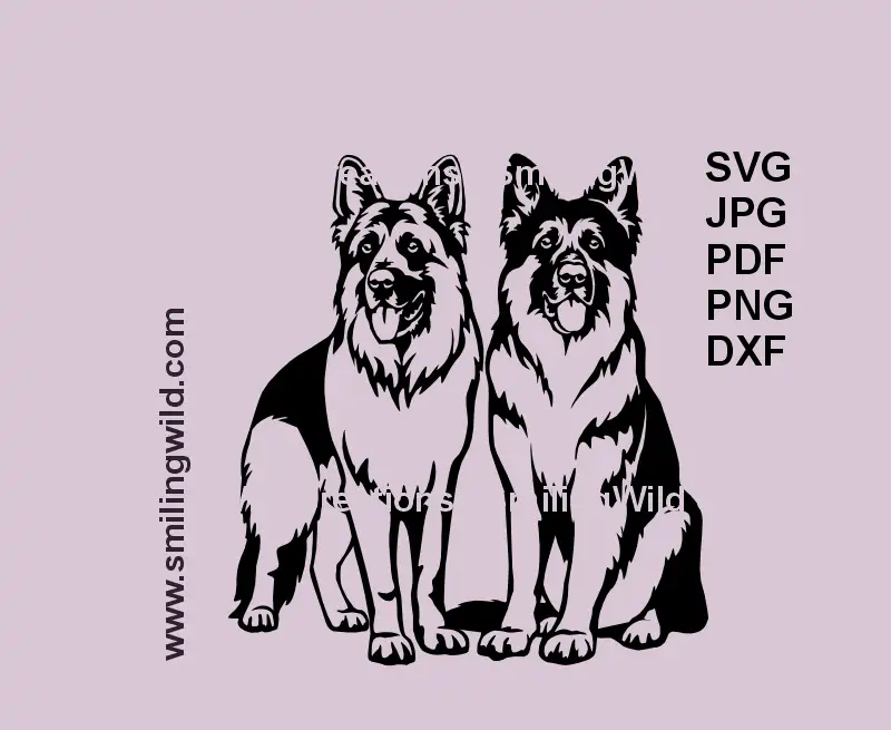 German Shepherd pair SVG file for Cricut and vinyl cutting