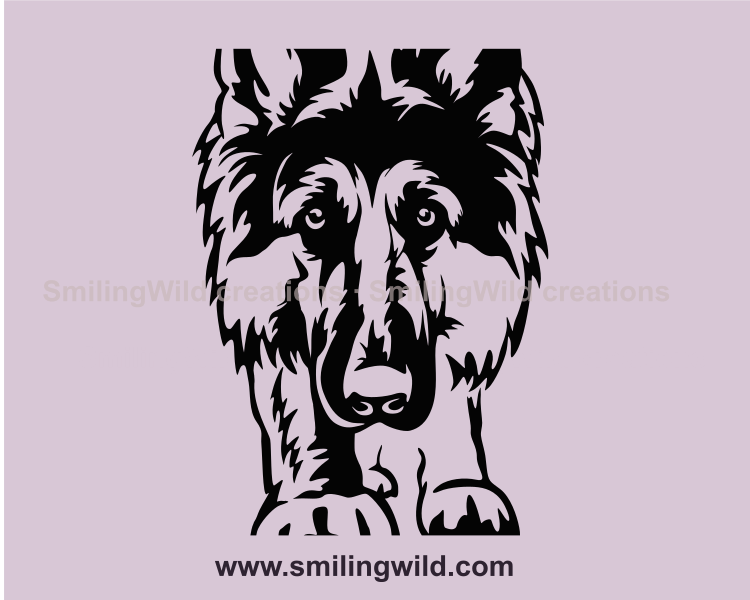 german shepherd vector graphic image in close up frame