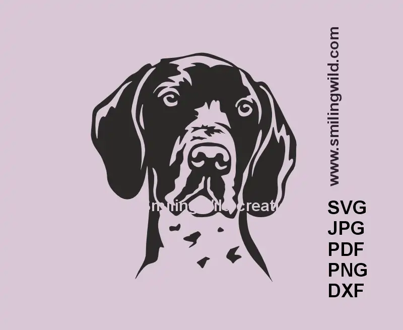 Full body German Shorthaired Pointer head SVG, png and dxf vector file – detailed dog graphic for Cricut and laser machines