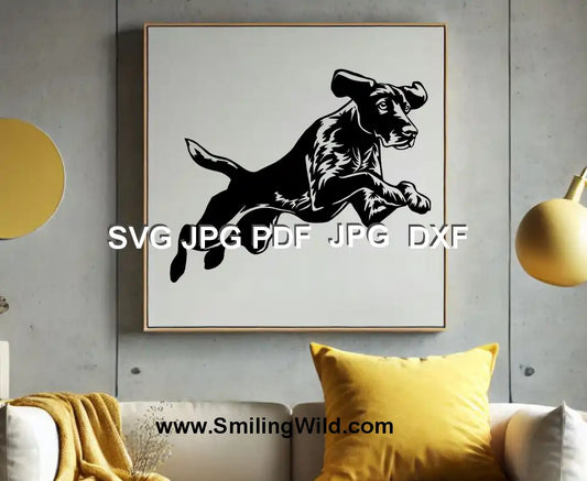 Athletic Hunting Dog Vector dxf – Black German Shorthaired Pointer for Custom DIY Projects