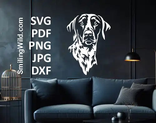 german pointer DXF file for laser cutting & engraving – Hunting dog face craft template