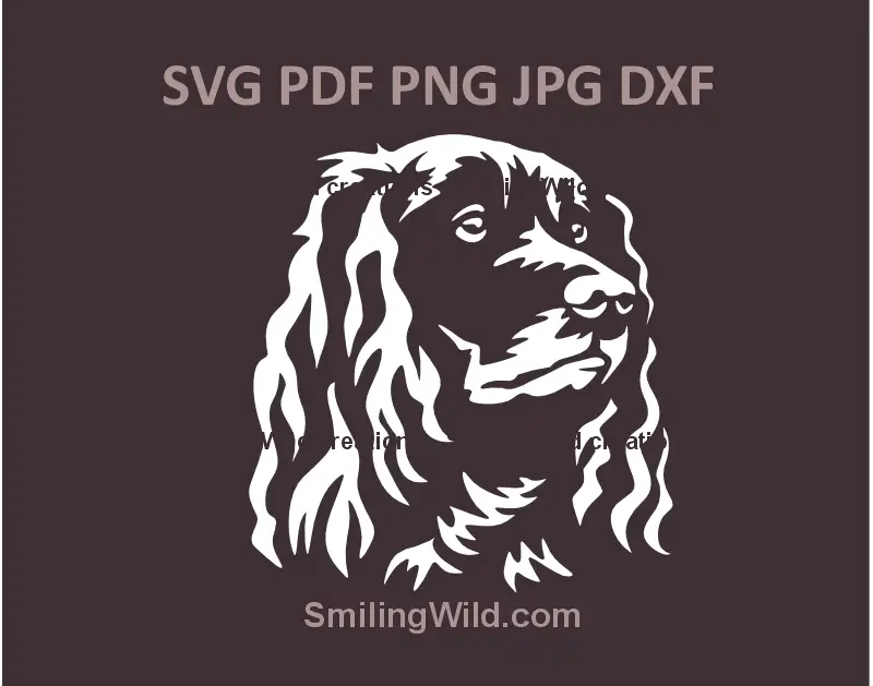 German Spaniel SVG head portrait for laser cutting and engraving