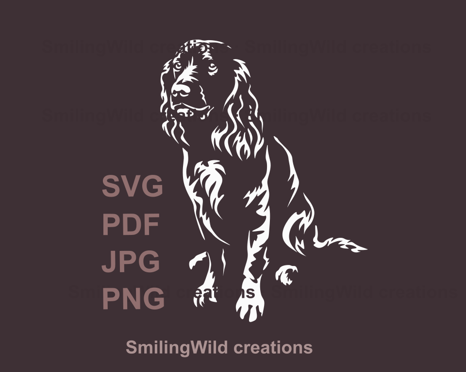 sitting german spaniel svg vector graphic white clipart design