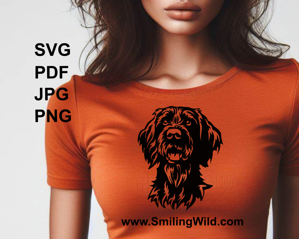 german wirehaired pointer cricut image in a black application ironed on a t shirt