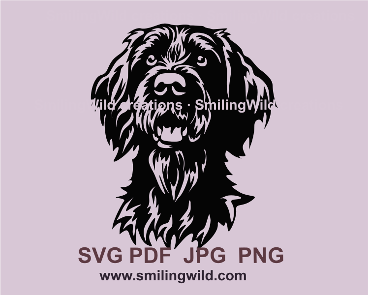german wirehaired pointer black color clip art design