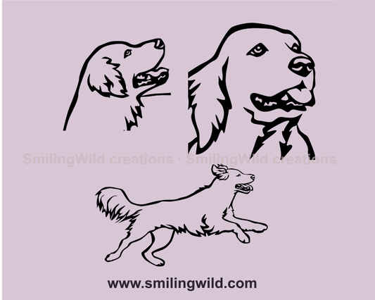 Golden retriever vector images in black color